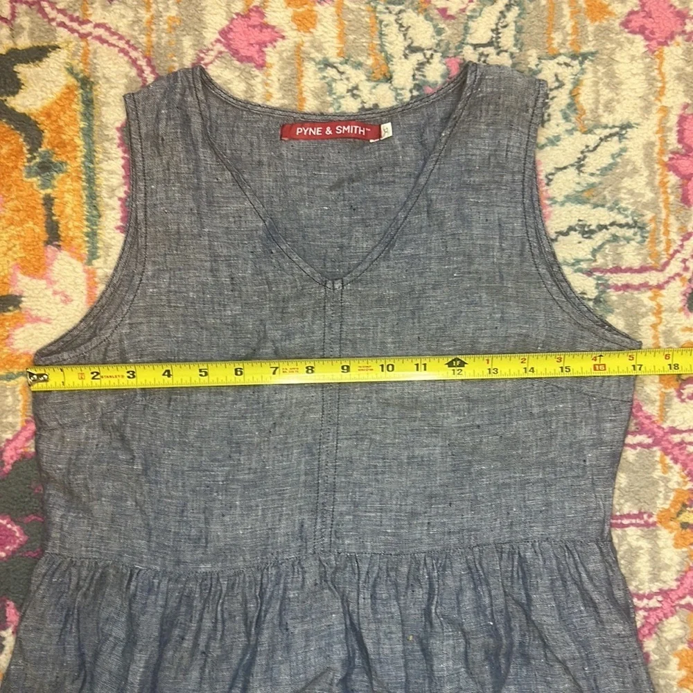 Pyne & Smith No. 21 V Neck Sleeveless Linen Dress in Oxford Chambray Size XS - Picture 9 of 9